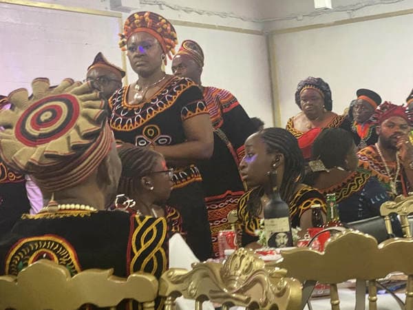 The esteemed visit of His Majesty, Fon Fomuki of Guneku to Guneku Indigenes, graciously hosted under the cultural canopy of GUDECA-US CHAPTER in 2023. — photograph from the Guneku Fondom archive