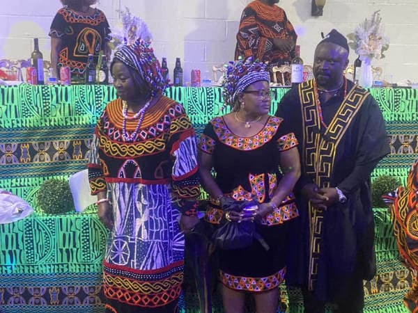 The esteemed visit of His Majesty, Fon Fomuki of Guneku to Guneku Indigenes, graciously hosted under the cultural canopy of GUDECA-US CHAPTER in 2023. — photograph from the Guneku Fondom archive