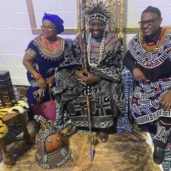 The esteemed visit of His Majesty, Fon Fomuki of Guneku to Guneku Indigenes, graciously hosted under the cultural canopy of GUDECA-US CHAPTER in 2023. — photograph from the Guneku Fondom archive